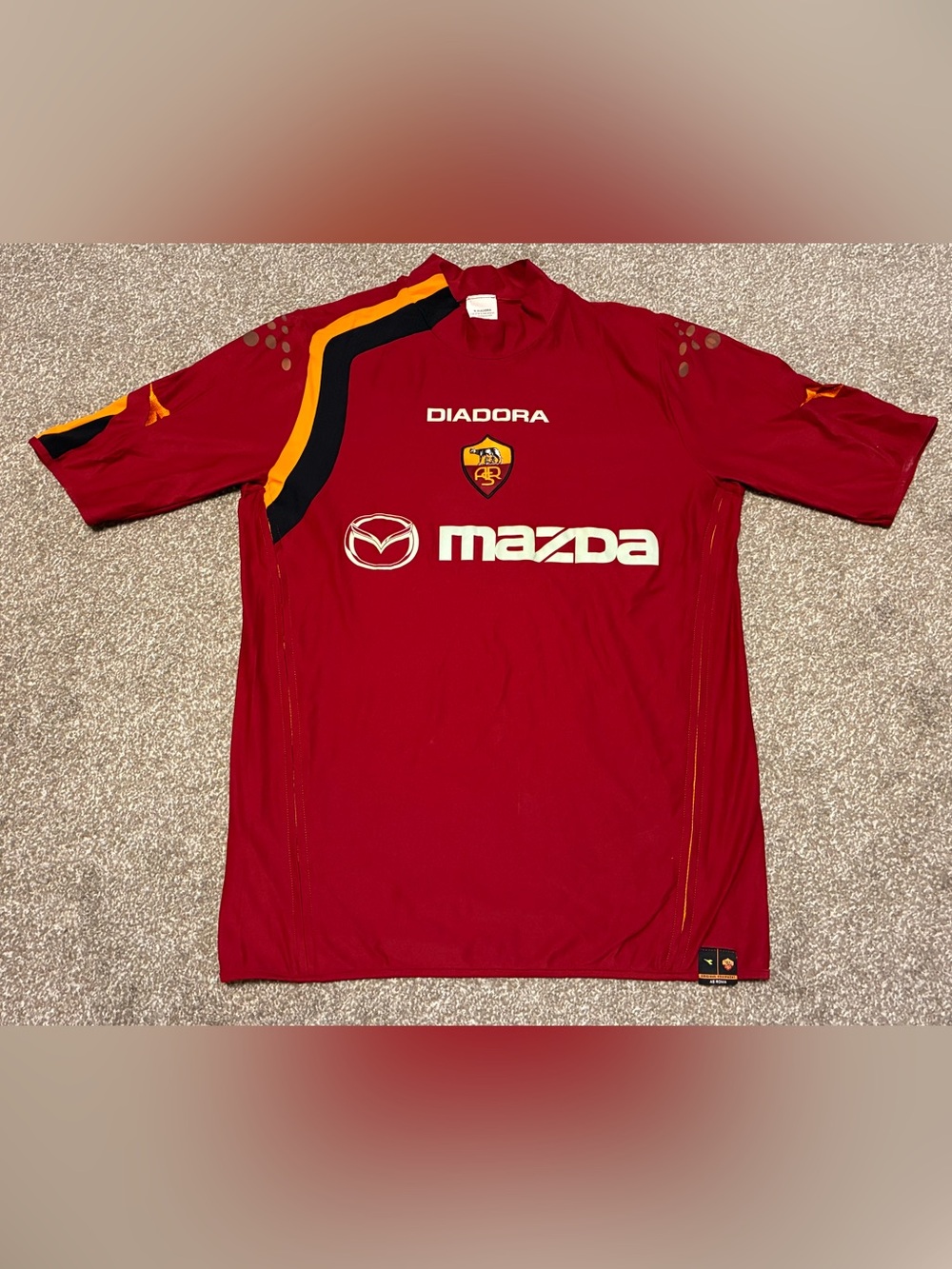 AS ROMA Vintage Training Drill Top Soccer Diadora Mens Size Large
